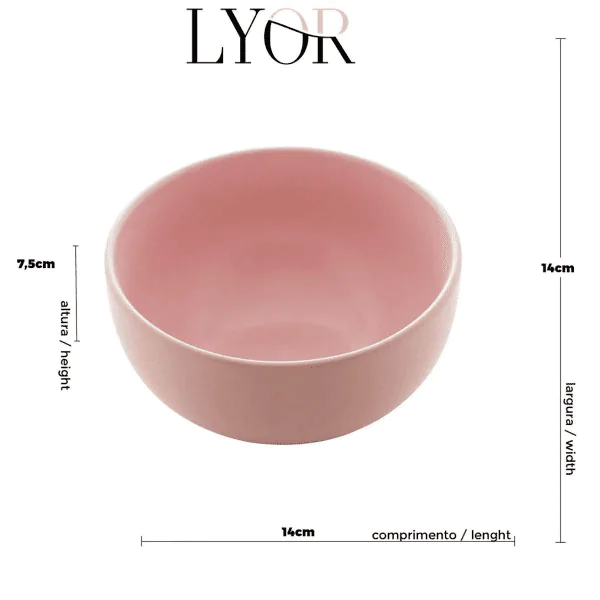 Bowl de Cerâmica Lyor Cronus Rosa - 14x7,5cm - Imagem 4