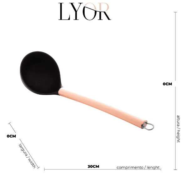 Concha Lyor de Nylon Preta Cabo Aço Inox Rosé - 30cm - Imagem 3
