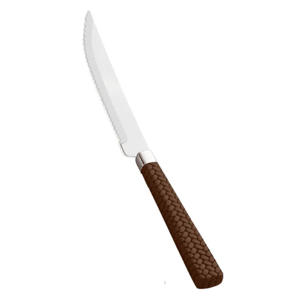 Conjunto 6 Facas Lyor P/ Churrasco Inox Rattan Marrom - 22cm - Imagem 2