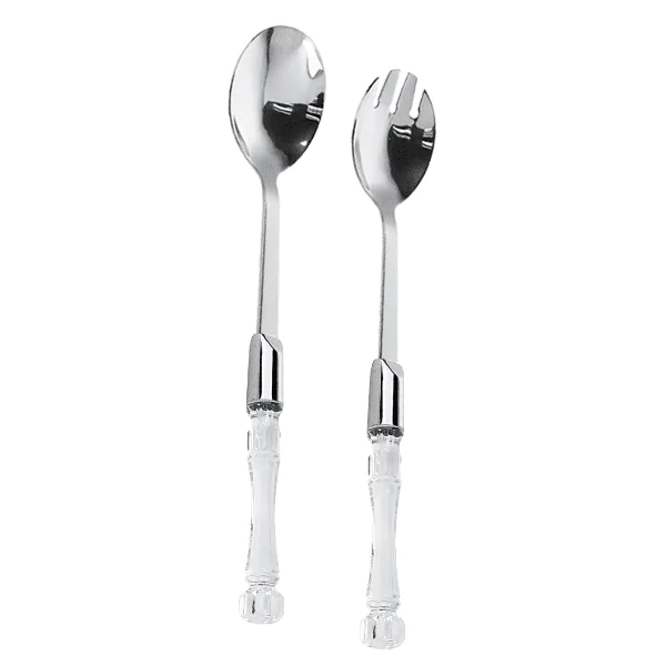 Conjunto Salada 2 Peças Lyor Inox Cabo Bambu Transparente - Imagem 1