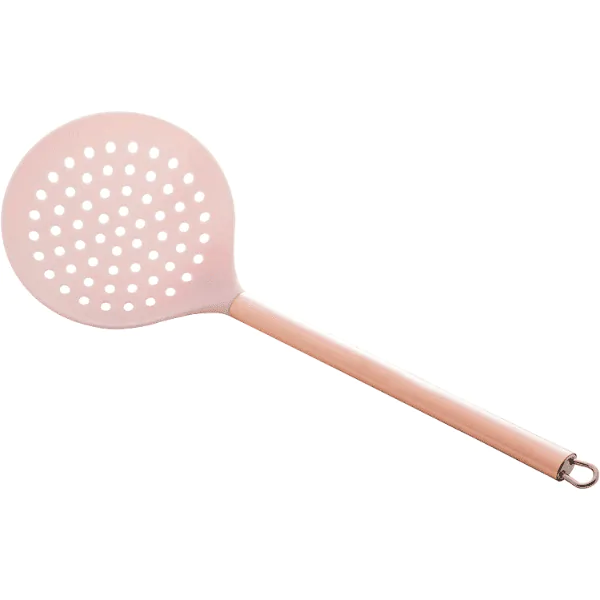 Escumadeira Lyor de Nylon Rosa Cabo Aço Inox Rosé - 34cm - Imagem 2