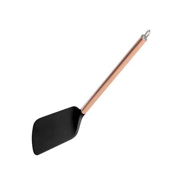 Espátula Lyor de Nylon Preta Cabo Aço Inox Rosé - 34cm - Imagem 2