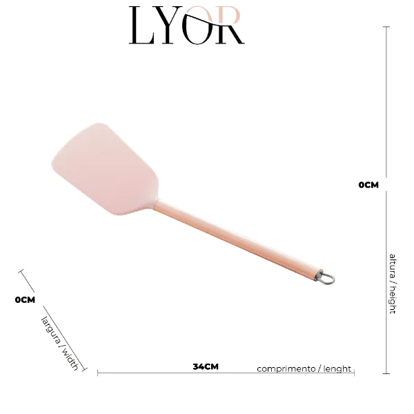 Espátula Lyor de Nylon Rosa Cabo Aço Inox Rosé - 34cm - Imagem 4
