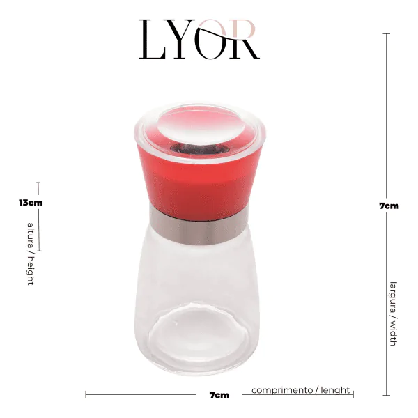 Moedor de Tempero Vidro Lyor Tampa Preta - 170Ml - Imagem 4