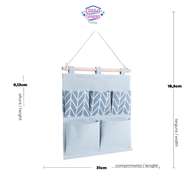 Organizador de Parede Lyor Chevron Cinza C/ 5 Bolsos - Imagem 3