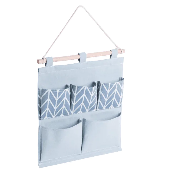 Organizador de Parede Lyor Chevron Cinza C/ 5 Bolsos - Imagem 2