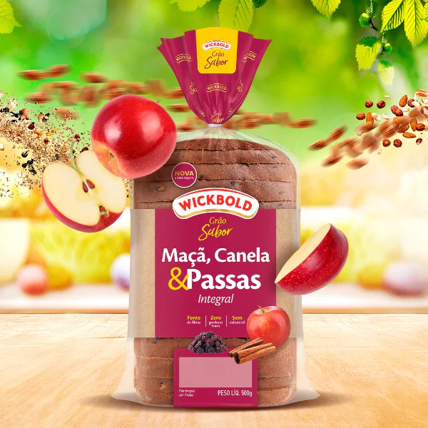 Pão WickBold Grão Sabor Maçã, Canela & Passas Integral - 500gr - Imagem 2