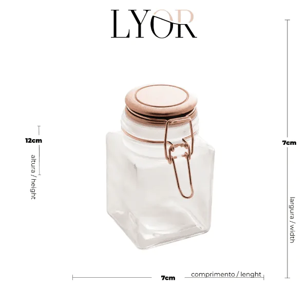 Pote Hermético Vidro Lyor C/ Tampa Metal Rosé - 7x12cm - Imagem 3