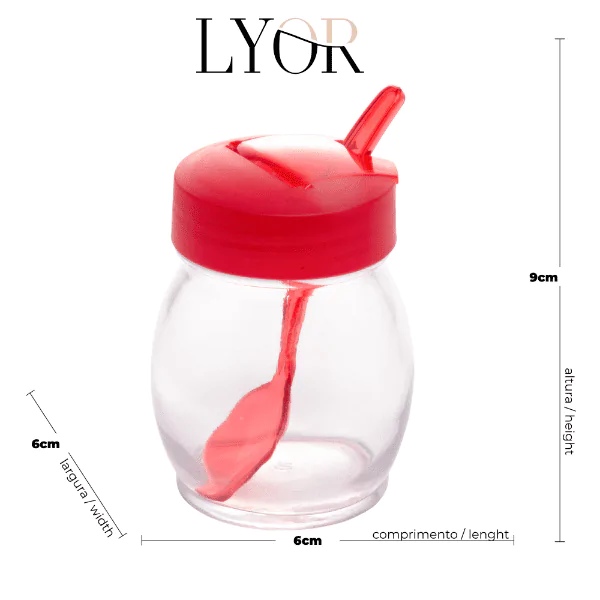 Pote de Vidro C/ Colher Lyor Tampa Vermelha - 100Ml - Imagem 3