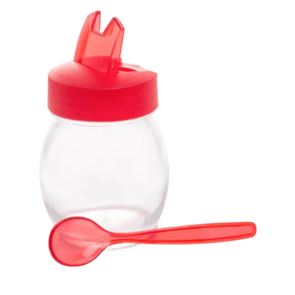 Pote de Vidro C/ Colher Lyor Tampa Vermelha - 100Ml - Imagem 2