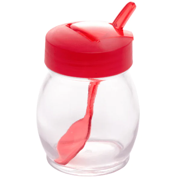 Pote de Vidro C/ Colher Lyor Tampa Vermelha - 100Ml - Imagem 1