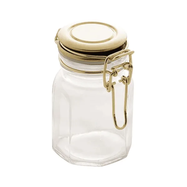 Pote de Vidro Hermético Lyor Tampa Dourada - 6x5x8cm - Imagem 1