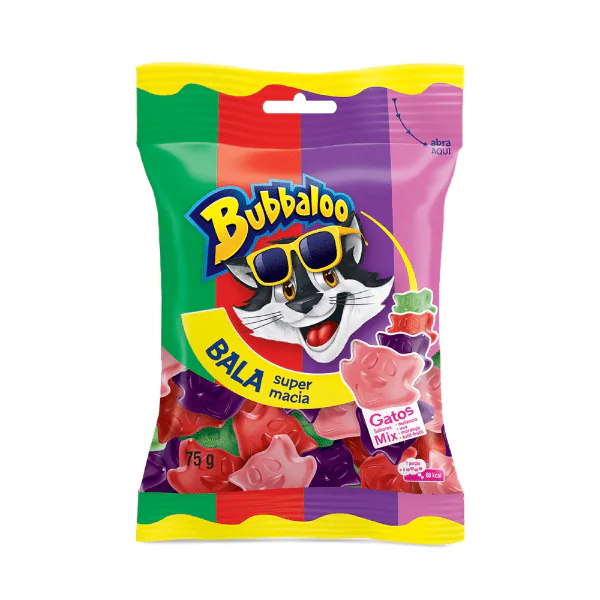 Bala Bubbaloo Mix Gato - 75gr - Imagem 1