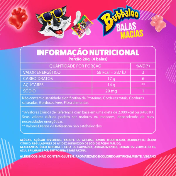 Bala Bubbaloo Mix Gato - 75gr - Imagem 2