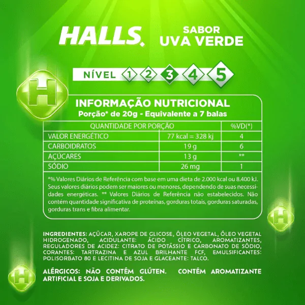 Bala Halls Sabor Uva Verde - 28gr - Imagem 2