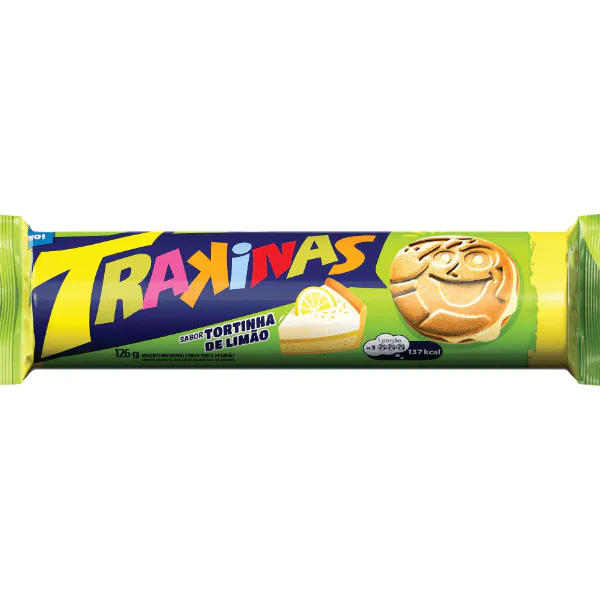 Biscoito Recheado Trakinas Torta de Limão - 126G-1 Biscoito Trakinas Torta de Limão - 126gr - Imagem 1