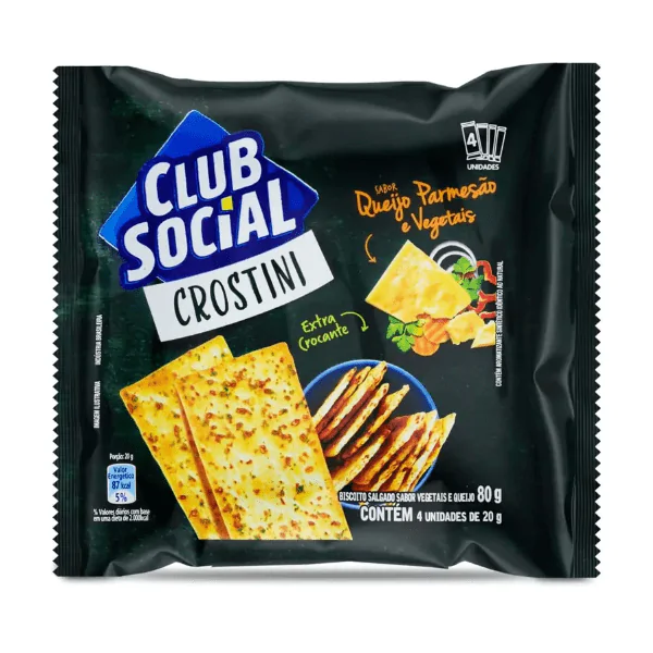 Biscoito Club Social Crostini Queijo & Vegetais - 80gr - Imagem 1