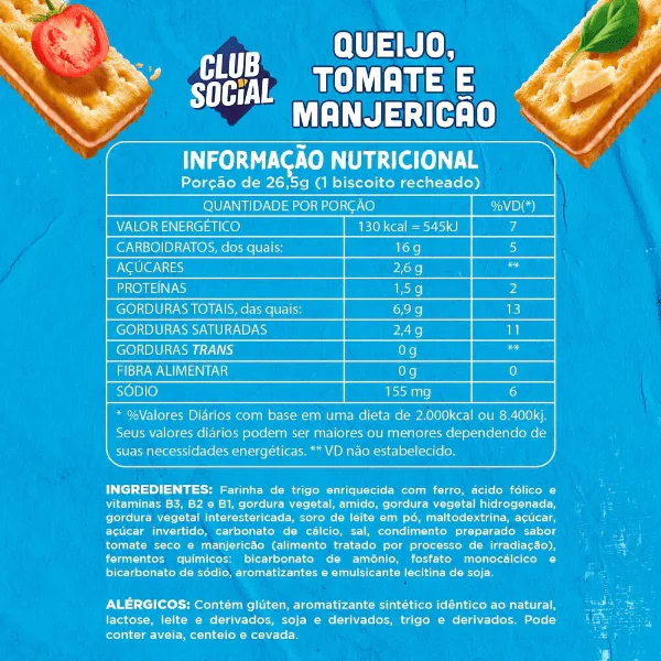 Biscoito Recheado Club Social Queijo & Tomate - 106gr - Imagem 4