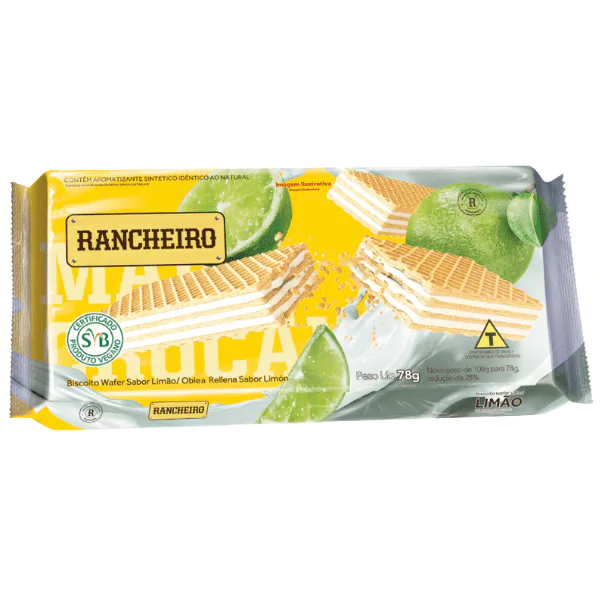 Biscoito Wafer Rancheiro Limão - 78gr - Imagem 1