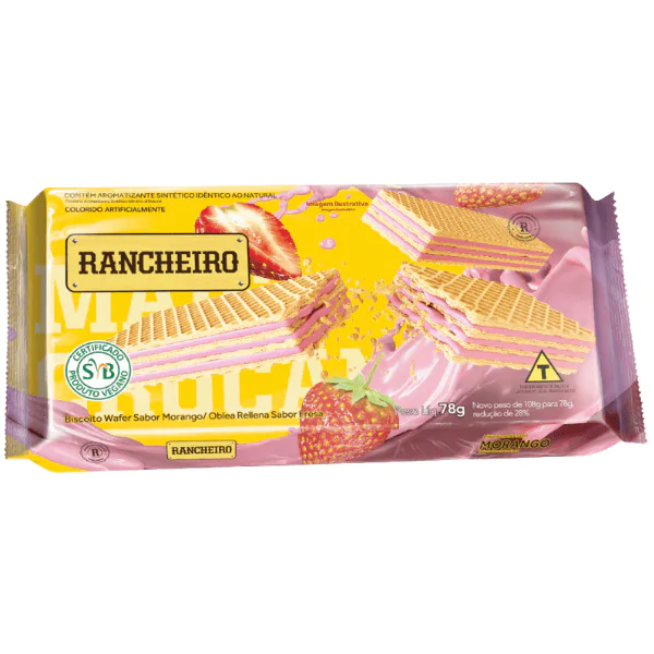 Biscoito Wafer Rancheiro Morango - 78gr - Imagem 1