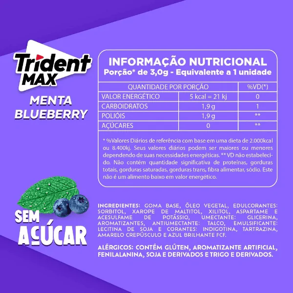Chiclete Trident Max MentaBerry - 16,5gr - Imagem 3