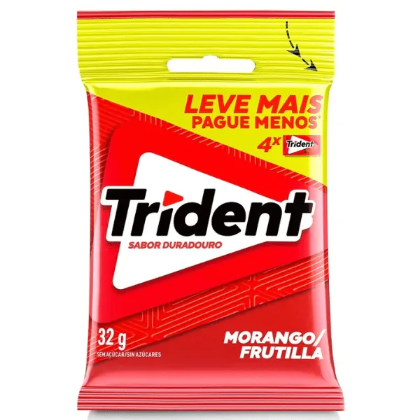 Chiclete Trident Morango Sc - 4und - Imagem 1