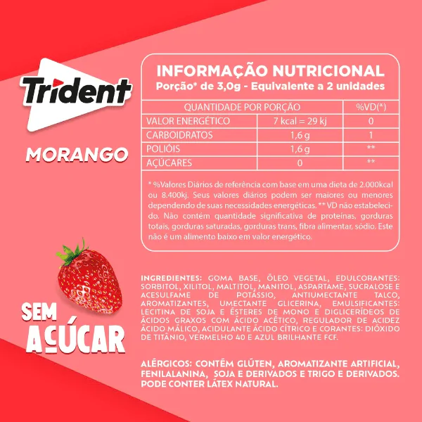Chiclete Trident Sabor Morango - 8gr - Imagem 3