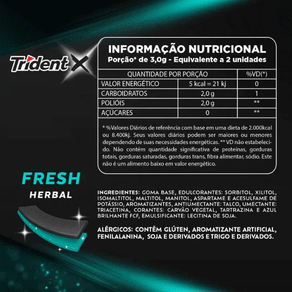 Chiclete Trident X-Fresh Herbal - 8gr - Imagem 4