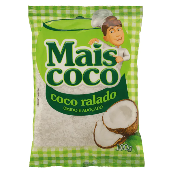 Coco Ralado Úmido Adoçado Mais Coco - 100gr - Imagem 1