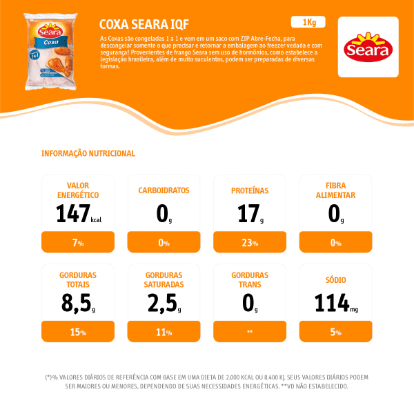 Coxa de Frango 1a1 Seara - 1Kg - Imagem 2