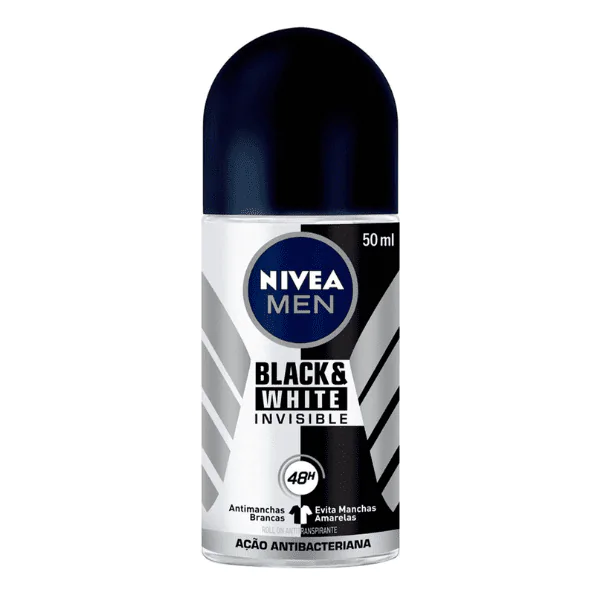 Desodorante Nivea Roll On Black & White Men - 50ml - Imagem 1