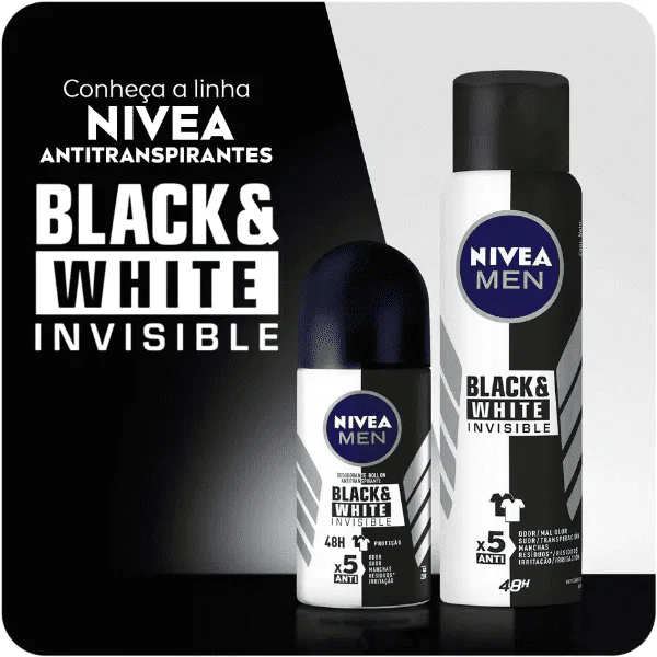 Desodorante Nivea Roll On Black & White Men - 50ml - Imagem 3