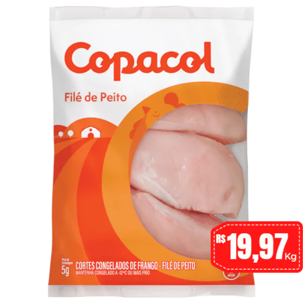 Filé Peito de Frango Congelado Copacol - 0,898 Kg - Imagem 1