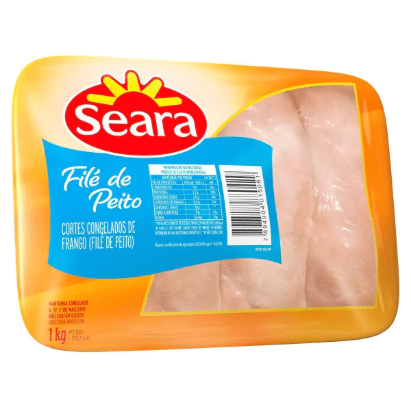 Filé Peito de Frango Congelado Seara Bandeja - 1KG - Imagem 1