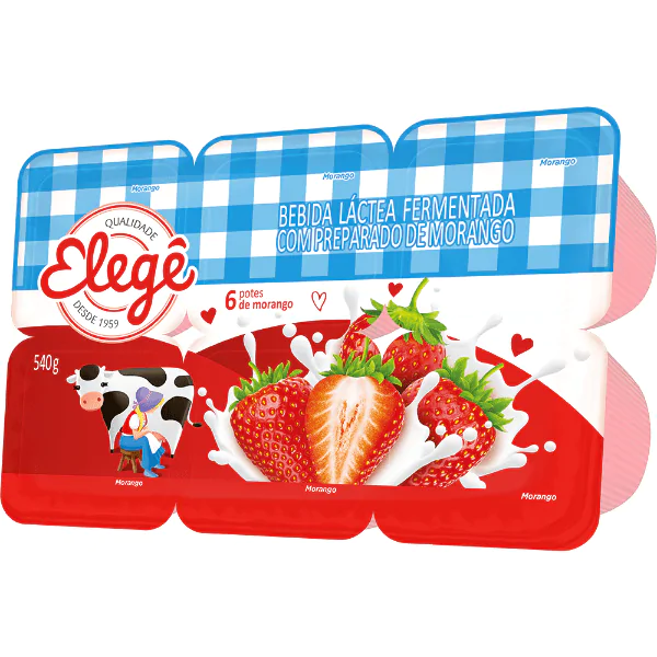 Bebida Láctea Elegê Polpa Morango - 540gr - Imagem 2