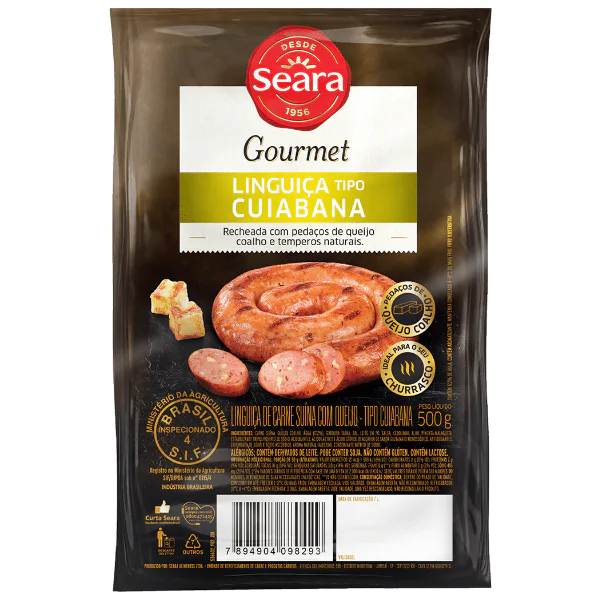 Linguiça Seara Cuiabana Gourmet Queijo Coalho - 500G-1 Linguiça Seara Cuiabana Gourmet Queijo Coalho - 500G - Imagem 1