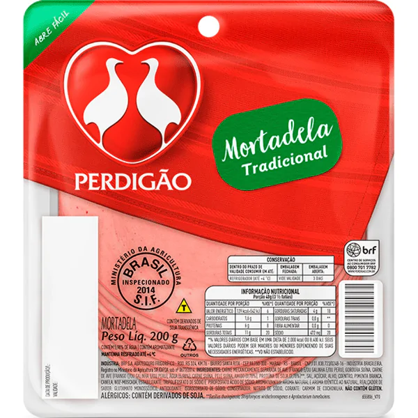 Mortadela Fatiada Tradicional Perdigão - 200gr - Imagem 1