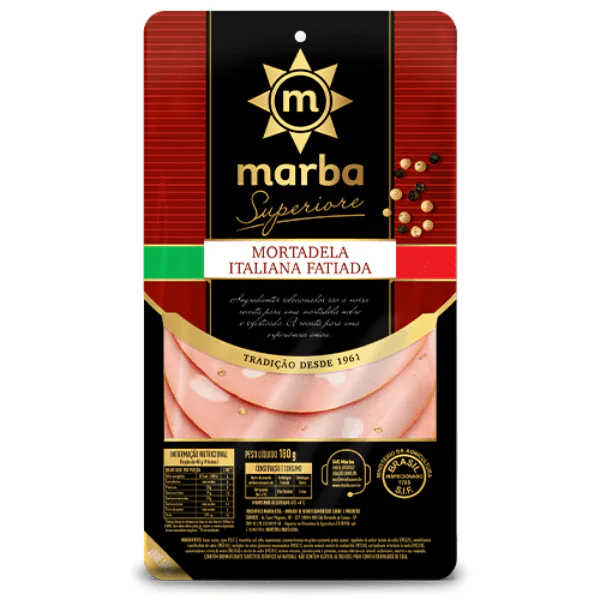 Mortadela Italiana Superiore Fatiada Marba - 180gr - Imagem 1