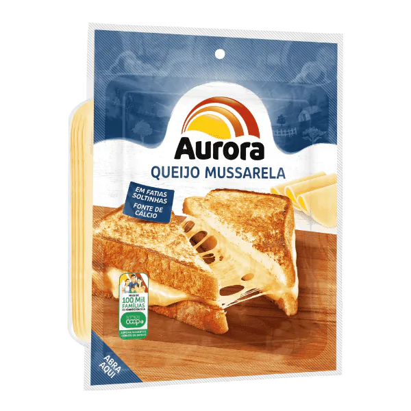 Queijo Mussarela Fatiado Aurora - 150G-1 Queijo Mussarela Fatiado Aurora - 150gr - Imagem 1