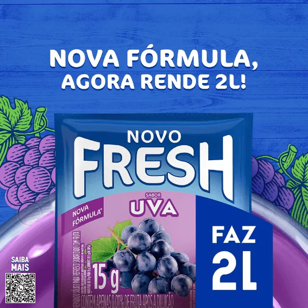 Refresco em Pó Fresh Sabor Uva - 2L - Imagem 2