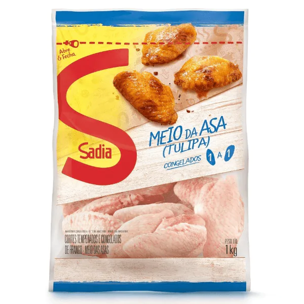 Tulipa Frango Sadia - 1KG-1 Meio da Asa Frango (Tulipa) 1a1 Sadia - 1Kg - Imagem 1