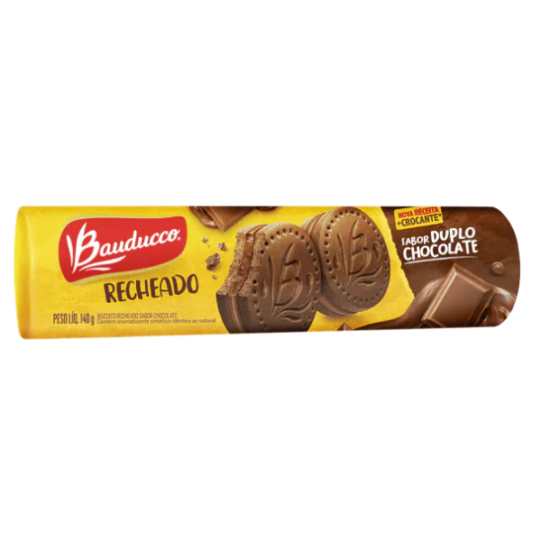 Biscoito Recheado Bauducco Chocolate Duplo - 140G-1 Biscoito Recheado Bauducco Chocolate Duplo - 140gr - Imagem 1