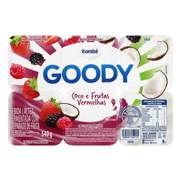 Bebida Láctea Goody Frutas Vermelhas / Coco - 540gr - Imagem 2