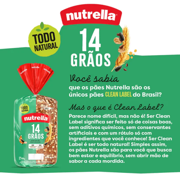 Pão de Forma Nutrella 14 Grãos - 450gr - Imagem 2