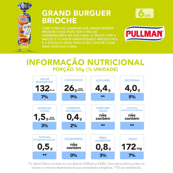 Pão de Hambúrguer Pullman Grand Burger Brioche - 520gr - Imagem 2