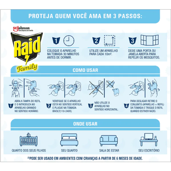Repelente Elétrico Raid Líquido Family 45 Noites - Imagem 2