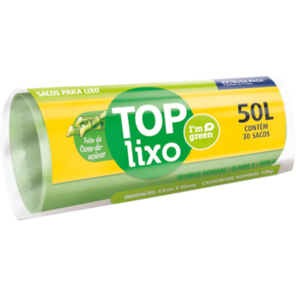 Saco de Lixo Sustentável Top I'm Green 50L Rolo - 30Und - Imagem 1