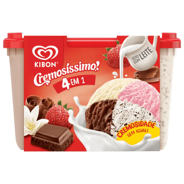Sorvete Kibon 4 em 1 Cremosíssimo - 2L - Imagem 1