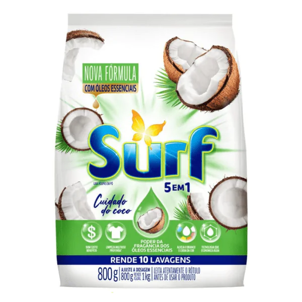Detergente em Pó Surf Coco - 800gr-1 Detergente Pó Surf Coco - 800gr - Imagem 1