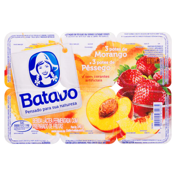 Iogurte Batavo Morango/Pêssego - 540gr - Imagem 2